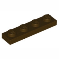 Lego destička 1x4, tmavě hnědá (6252667)
